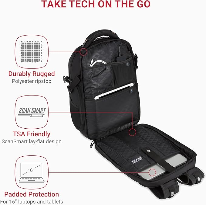 The Travel Tech Elite USB ScanSmart Laptop Backpack