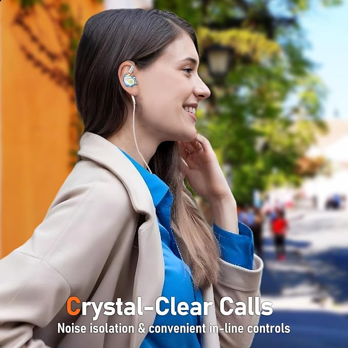 Vibes 202M Wired Earbuds - HiFi in Ear Monitor Headphones - Noise-Isolating Ear Buds w/ Mic - Clear Sound, Deep Bass & Comfort-Fit Gaming Earphones - MMCX to 3.5mm & Silver Plated Cord, Carrying Case