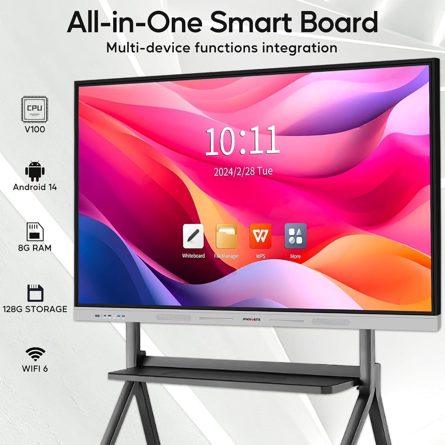 Smart Board | 65" Interactive Whiteboard | 4K UHD | Android 14 | 8+128GB | Digital Whiteboard, Electronic White Board for Classroom Home Office | Wall Mount Included