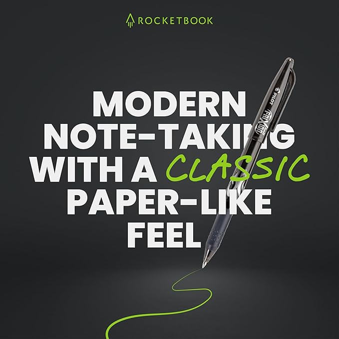 Rocketbook Flip - with 1 Pilot Frixion Pen & 1 Microfiber Cloth Included - Gray Cover, Letter Size (8.5" x 11")