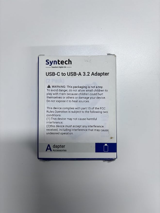 Syntech USB C to USB Adapter (2 Pack), 10Gbps USB3.2 Gen 2 Fit Side by Side, Type C Male to A 3.2 Female Adapter Compatible with iPhone 17 16 Pro Max/iPad/iMac/MacBook Pro and Thunderbolt 4/3 Devices