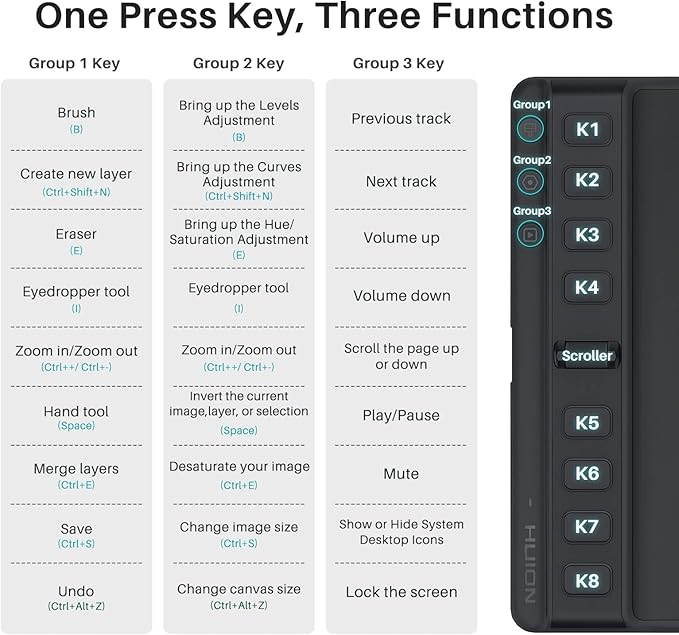 HUION Inspiroy 2 Medium Drawing Tablet with Scroll Wheel 8 Customized Keys Battery-Free Stylus 60° Tilt Support for Digital Art, Design, Sketch, 9x5inch Graphics Tablet, Black