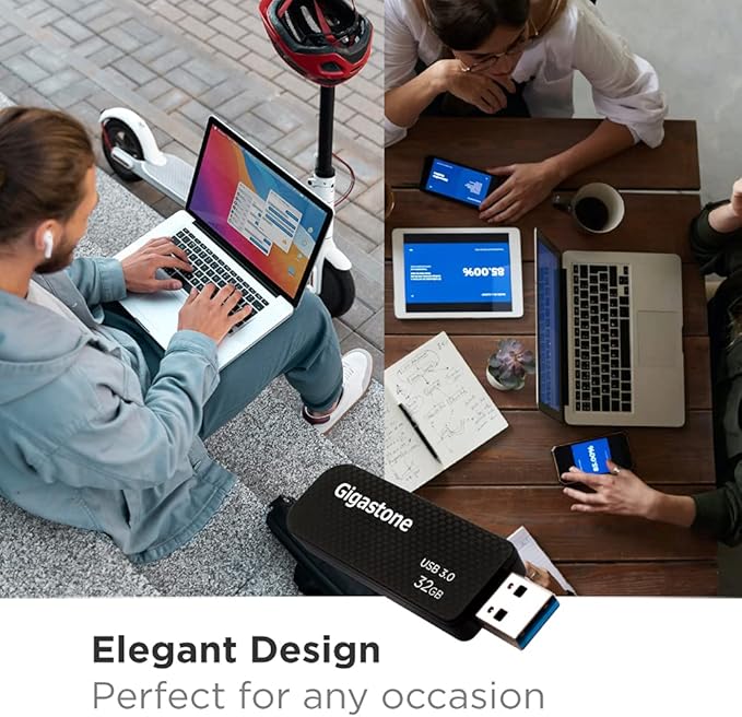 GIGASTONE 32GB Flash Drive (10 Pack) Z30 USB 3.2 Gen 1, 80MB/s Ultra Fast, Keychain Loop, Carbon Fiber Style, Push-Pull Design, Data Storage, Backup for PC/Mac/TV/Car, USB 2.0/3.0/3.1 Compatible