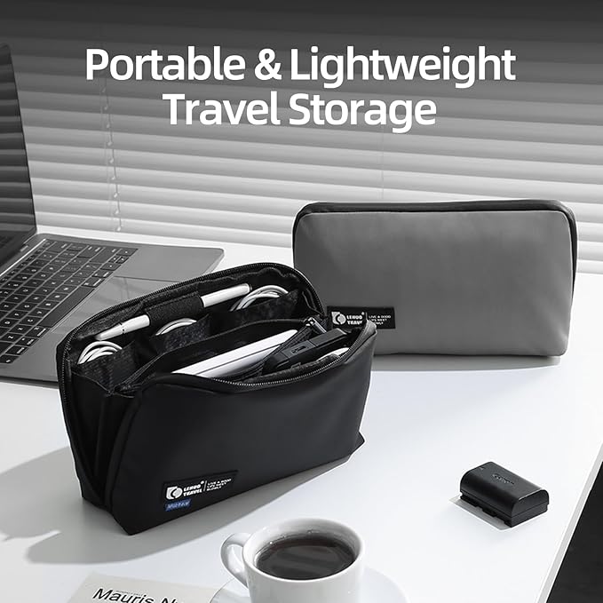 RIGHT AWAY Travel Tech Pouch，Waterproof Cord Case，Electronics Organizer Travel Case，Cable Organizer Storage Bag For Phone, Charger, Accessories(BLACK)