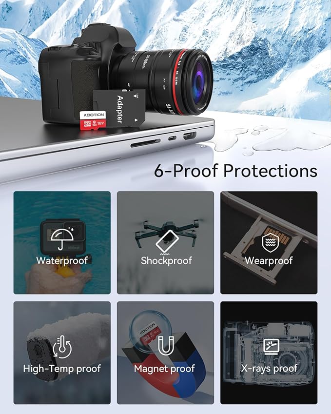 KOOTION 16 GB Micro SD Cards 5-Pack, Class 10 MicroSDHC Flash Memory Card, U1, C10, TF Card with Adapter