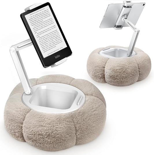 CreaDream Pumpkin Tablet Pillow Stand Holder for Kindle iPad, Adjustable Phone Pillow Stand for Lap Bed with Detachable Snack Bowl, Compatible with 4.7"-13" Tablet, iPad, iPhone, Samsung Tabs, Kindle