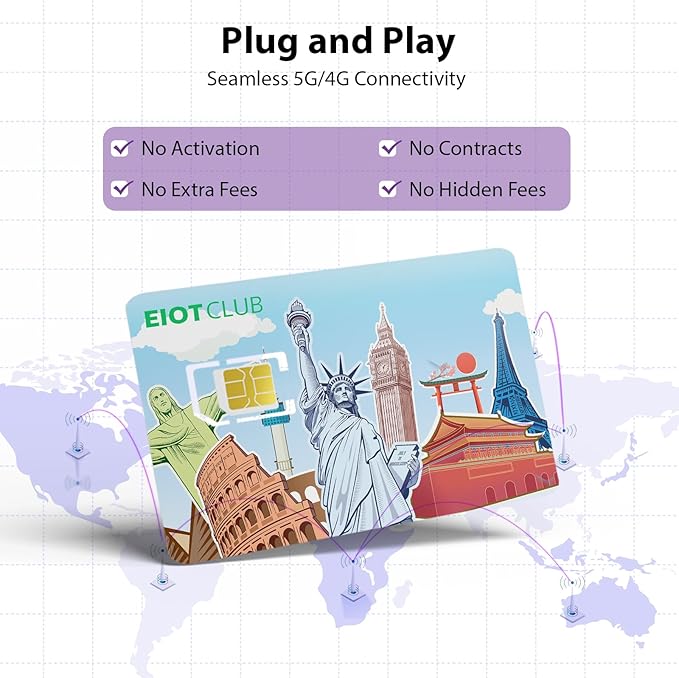 EIOTCLUB Prepaid Europe SIM Card, 3GB/30Days SIM Card, Use in China/Japan/South Korea/The US & 37 European Countries, 5G/4G High Speed Data Card (No Activation & Roaming Fees Required)