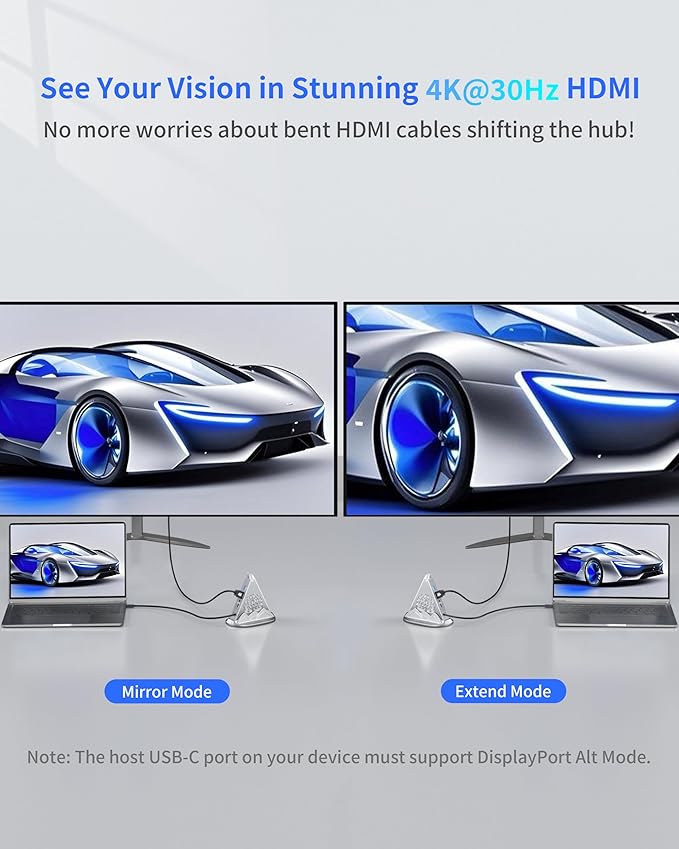 USB C Hub, 8-in-1 Vertical USBC to HDMI Tower Hub for MacBook, iPhone16, iMac, iPad, Surface, XPS, etc. (4K@30Hz HDMI Adapter, 5Gbps USB-Ax3 & USB-Cx1, SD/TF Card Reader, 100W PD, Silver)