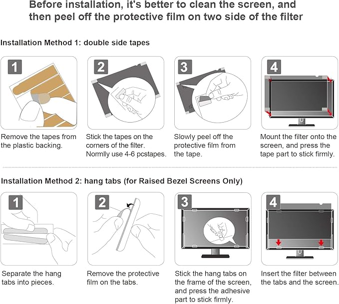 GUMIKE 2-PACK 24 inch Computer Privacy Screen Filter Suitable for 16:9 Aspect Ratio Widescreen Monitor - Blue Light Filter- Anti-Glare & Anti-Scratch Protector Film ([2-Pack] 24" Widescreen (16:9)