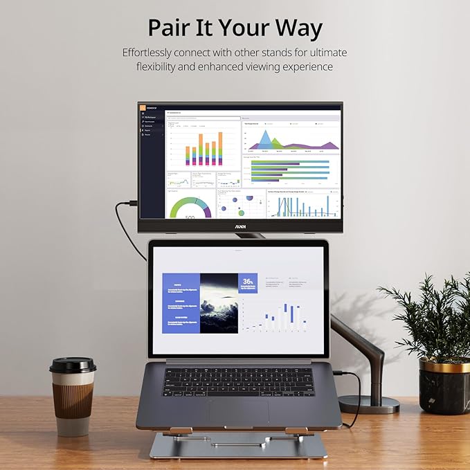 MNN Portable Monitor 15.6inch FHD 1080P USB C HDMI Gaming Ultra-Slim IPS Display w/Smart Cover & Speakers,HDR Plug&Play, External Monitor for Laptop PC Phone Mac (15.6'' 1080P)