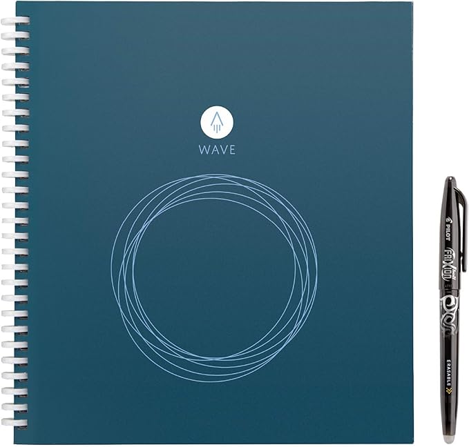 Rocketbook Wave Smart - Dotted Grid Eco-Friendly Notebook with 1 Pilot Frixion Pen Included - Standard Size (8.5" x 9.5"), BLUE (WAV-S) (Pack of 32)