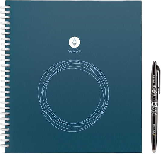 Rocketbook Wave Smart - Dotted Grid Eco-Friendly Notebook with 1 Pilot Frixion Pen Included - Standard Size (8.5" x 9.5"), BLUE (WAV-S)