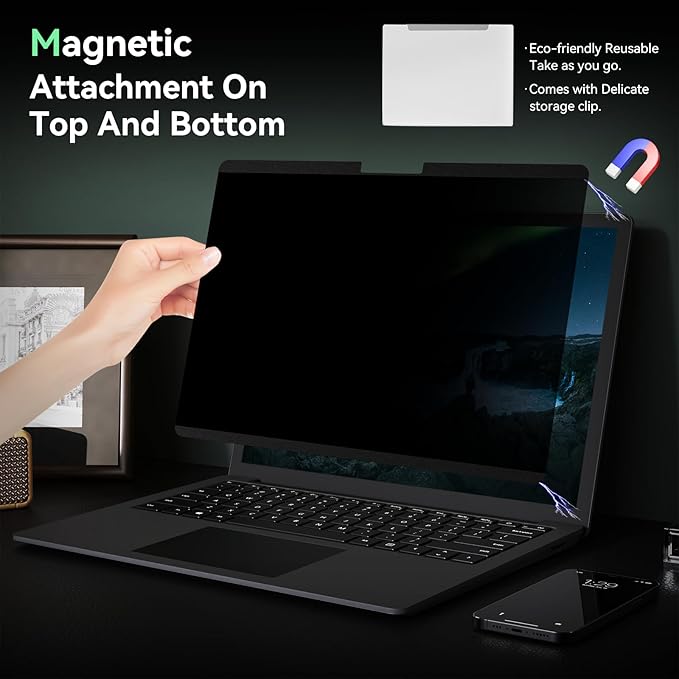 Magnetic 15 Inch Surface Laptop 5 Privacy Screen for Microsoft Surface Laptop 5/4/3/2/1, Removable Anti-Spy Filter Black Security Film, Anti Blue Light Filter Reusable Shield, Matte Bubble Free Guard
