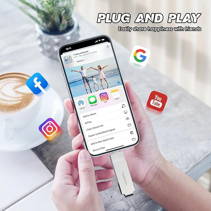 256GB 2‑in‑1 USB‑A & USB‑C Flash Drive, USB 3.2 Gen 2 Thumb Drive, 500MB/s Read 400MB/s Write, 360° Swivel Compact Aluminum Memory Stick for File Transfer, Backup & Travel Storage