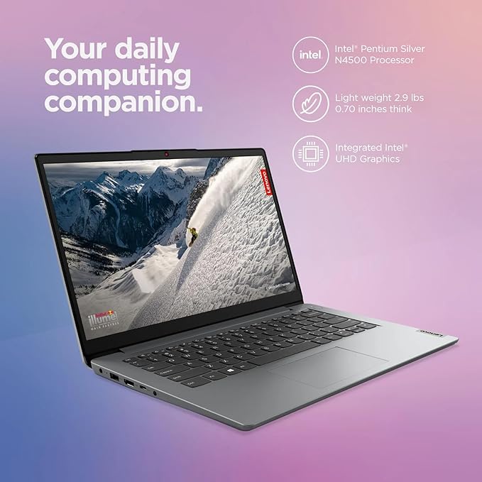Lenovo IdeaPad 14" Laptop Computer 2025, 12GB RAM, 884GB Storage (256GB SSD +128GB eMMC +500GB Ext), Intel Core Processor, UHD Graphics, Long Battery WiFi-6, MarxsolAccessory, 1-Yr Office 365, Win 11