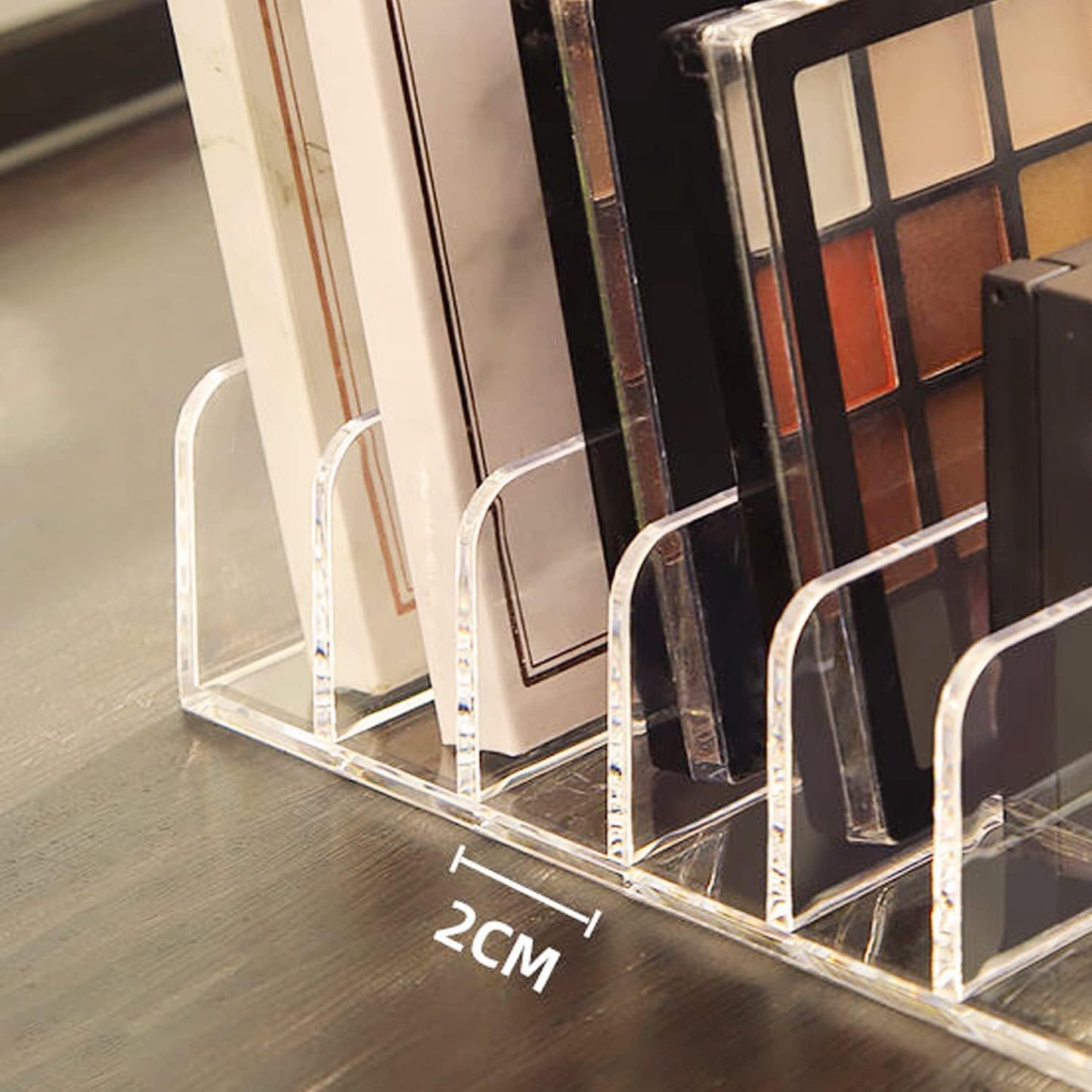 8 Slot Eyeshadow Makeup Palette Organizer, Acrylic Desk Organizer for Sorting Mail, Bill Money Organizer for Cash Envelope, Cash Tray for Cash Stuffing, Use in Home&Office - Clear - 2 Pack