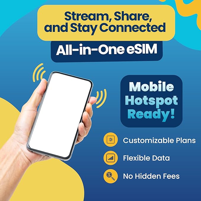 H2O Wireless 120-Day USA eSIM, Prepaid eSIM Card with 10GB High-Speed 4G LTE/5G Data & 5GB Mobile Hotspot, Unlimited Data, Talk & Text to 70+ Countries, US Mobile SIM Card for Cell Phones