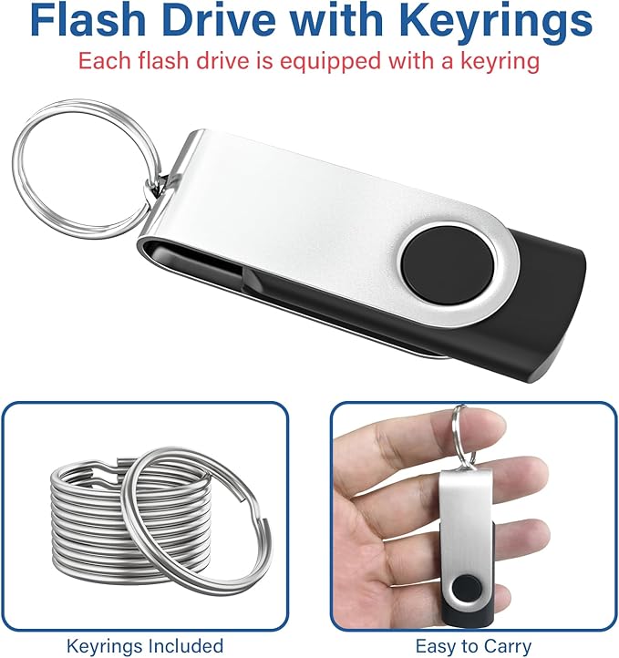 Flash Drives 4GB 10 Pack, Wooolken USB 2.0 Thumb Drives with Keychains Memory Stick USB Drive Pendrive for PC Laptop Computer (Mixcolors)