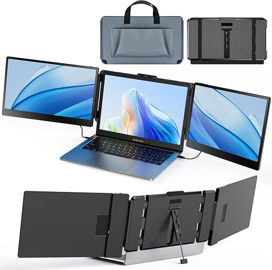 Laptop Screen Extender Kwumsy S2 Triple Monitor Extender Ultra Slim 14" 1080P FHD IPS Portable Monitor for Laptop with Stand Compatible with Mac Windows Linux Switch PS4/5