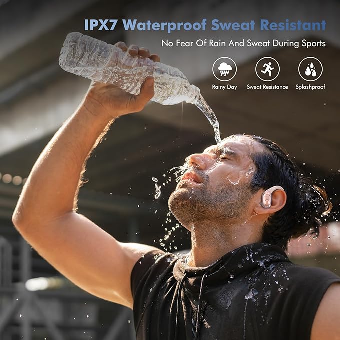 Wireless Earbuds Bluetooth 5.4 Headphones, Noise Canceling Ear Buds with 75hr Playtime, LED Power Display, IPX7 Waterproof Earphones Over-Ear Earphones for Sports/Workouts - Rose Gold