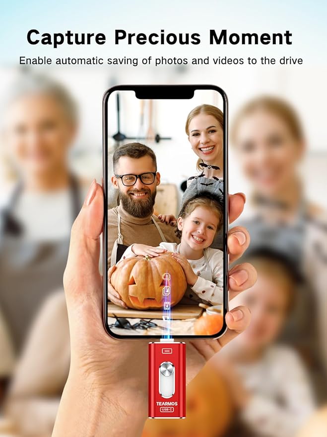 512GB Photo Stick for iPhone Flash Drive, Memory Stick Phone Storage for Photos and Videos Files Backup, Compatible with iPhone iPad Android PC, Plug & Play, No App Required (Red)