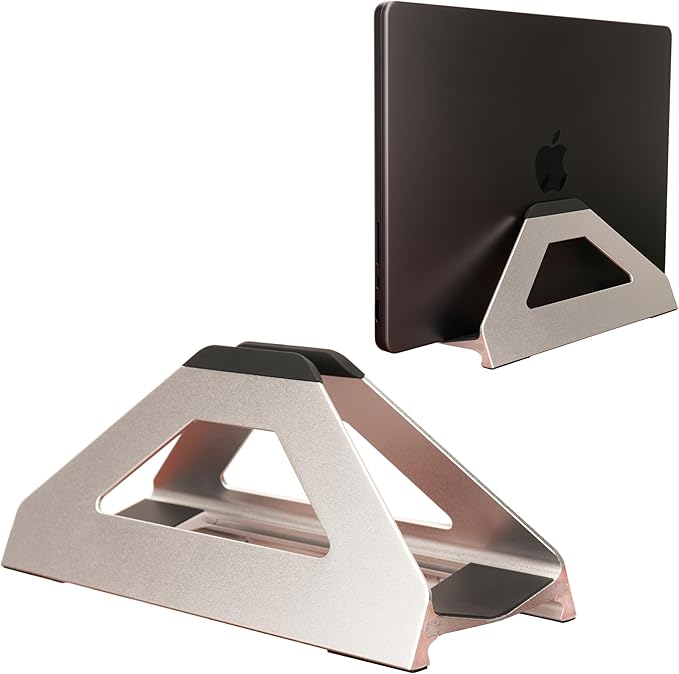 Vertical Laptop Stand, Space Saving Holder for MacBook with Tool-Free Width Adjustment, Pretty Anodized Aluminum for Desk, Universal Fit for 10-17" Laptop
