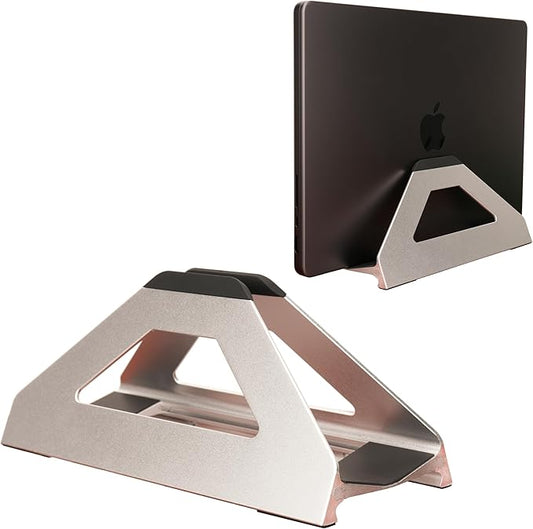 Vertical Laptop Stand, Space Saving Holder for MacBook with Tool-Free Width Adjustment, Pretty Anodized Aluminum for Desk, Universal Fit for 10-17" Laptop