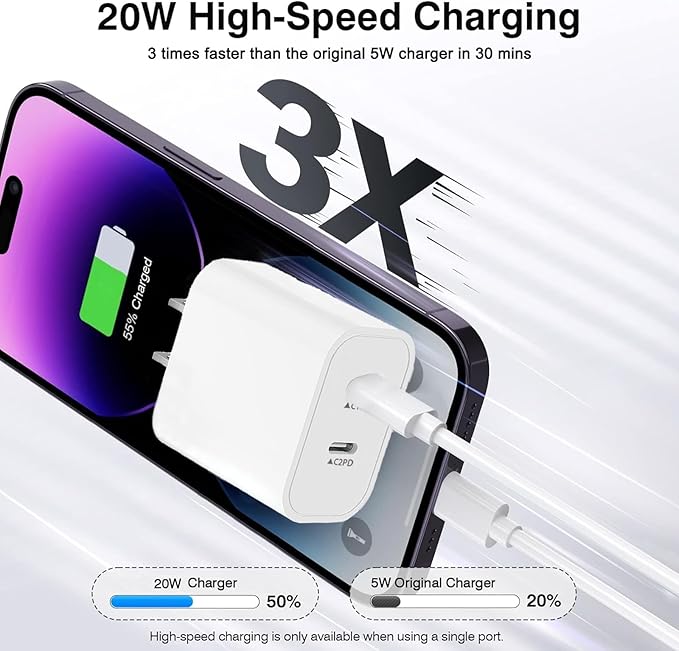 iPhone 17 Fast Charger Block,2in1 Dual Port USB C Power Delivery Charger Fast Chargers Wall Type C Chargers Plug Adapter Compatible iPhone 17/17 Pro/17 Pro Max/16 Plus/16/15/14/13/12 Pro Max/11