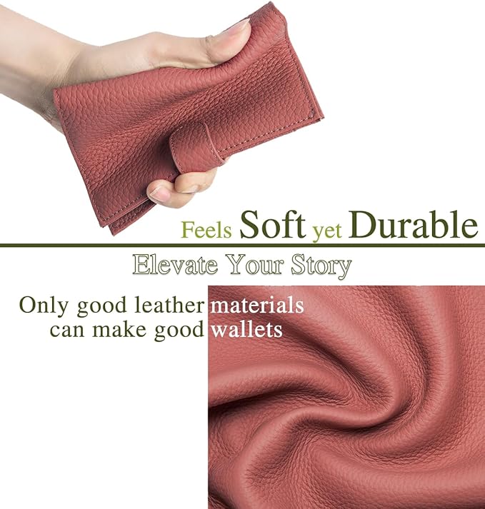 Slim Passport Wallet for Women – RFID Blocking Travel Holder with 1 Passport Slot & 3 Card Slots, Coin Pocket & SIM Slot – Genuine Leather Travel Organizer Brick Red