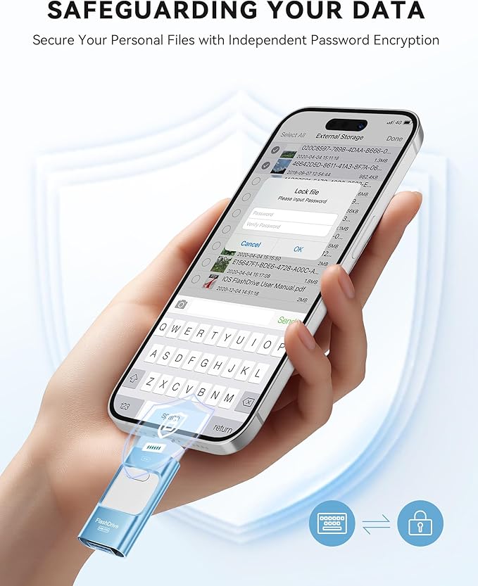 MFi Certified 512GB iPhone Flash Drive, Photo Stick Memory Stick for iPhone iPad, USB Thumb Drive for Photos Videos Transfer & Backup, External Storage Compatible for iPhone/Android/PC/Mac (Blue)