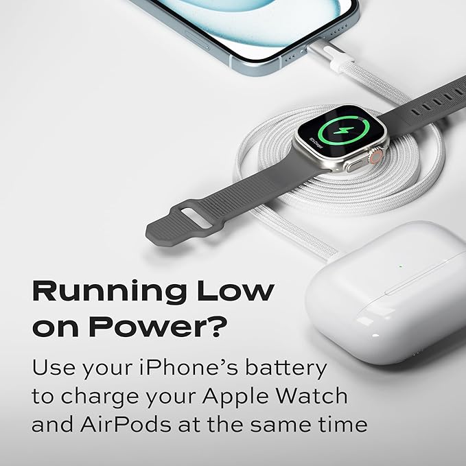 Statik MagStack Duo 2 in 1 USB C to USB C Cable Charging Station for SmartWatch & Phone, Magnetic Type C Charger Fast Charging Cord, Compatible w/Apple Watch & iPhone 15/16, Galaxy S21, 3FT