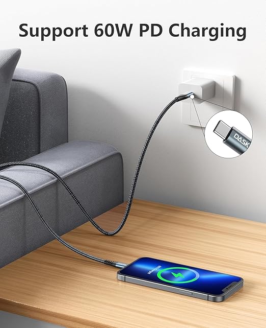 Dasku USB C to USB C Cable, 5 Pack [3/6/6/10/10FT] Charger Cable 60 W Fast Type C Charging Cord for iPhone 17 16 15 Pro Max Plus Samsung S23 Note 20 iPad Pro Air Mini MacBook LG and More