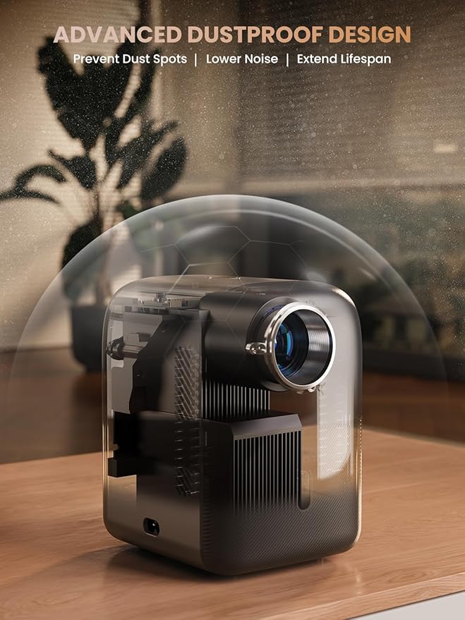 [Electric Focus] GROVIEW Mini Projector Bluetooth, Fully Sealed Portable Projector, 75% Zoom & Low Noise, Movie Projector for Phone/Laptop/Stick/HDMI/USB-Gray