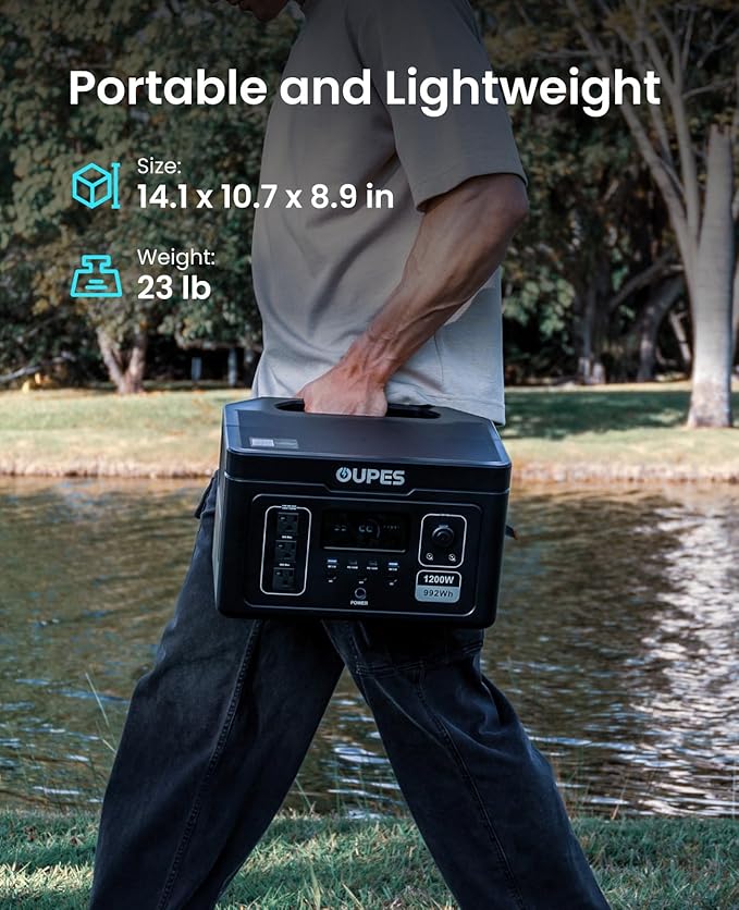 OUPES Exodus 1200 Solar Generator with 240W Panels Included, – 992Wh 1200W LiFePO4 Battery Power Station with Dual PD 140W Type-C, Smart App Control, UPS, Ideal for Camping, RV, Home Emergency