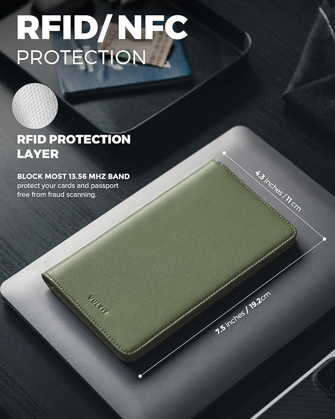 VULKIT Passport Holder Wallet RFID Blocking Travel Wallet for Men & Women