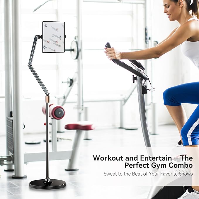 Tablet Floor Stand, Angle& Height Adjustable iPad Floor Stand, 2025 Dual-Device iPad & Phone Mount, 360°Tablet Holder for Live Streaming, Overhead Shots & Multi-Angle Recording (4.7"-13")