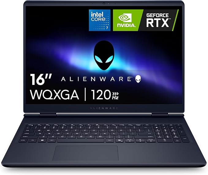 Alienware 16 Aurora Gaming Laptop AC16250-16" WQXGA 120Hz Display, Intel Core 7-240H Processor, 16GB DDR5 RAM, 1TB SSD, NVIDIA GeForce RTX 5050 8GB Graphics, Windows 11 Home, Onsite Service - Blue