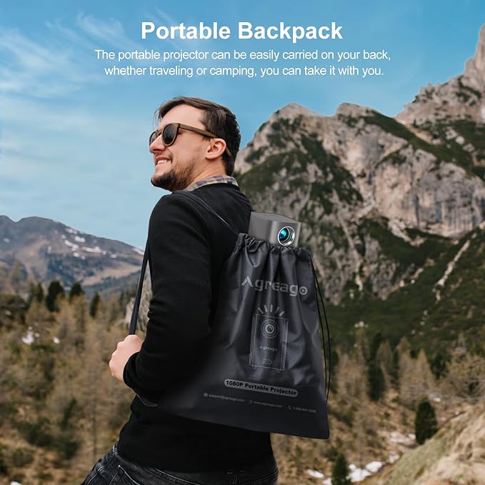 [Electric Focus] Projector with WiFi and Bluetooth, Native 1080P 15,000 Lumens 4K Supported, Agreago Outdoor Movie Projector for Home Theater UP to 300", for iOS/Android/TV Stick/HDMI/USB