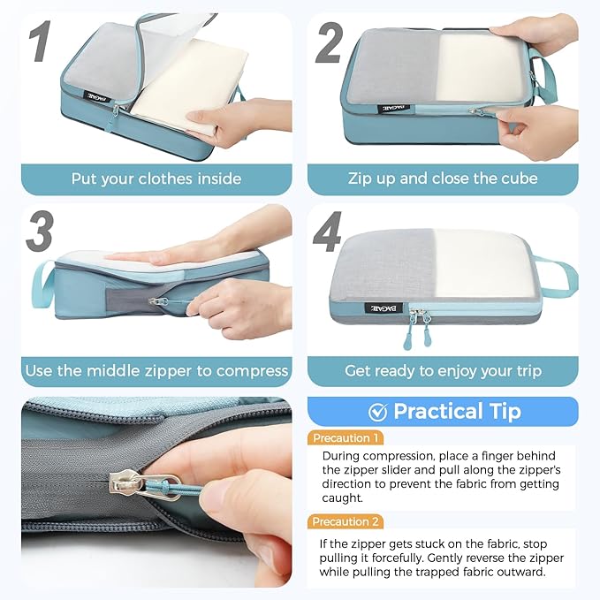 BAGAIL 6 Set Ultralight Compression Packing Cubes Packing Organizer for Travel Accessories Luggage Suitcase Backpack