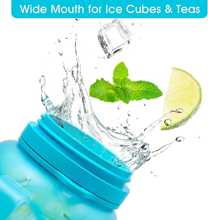 TakeToday Collapsible Water Bottles 40 OZ Gallon Motivational Water Jug with Straw 1.2L Silicone Sports Water Bottle with Time Marker, Leakproof Large Water Bottle for Yoga Camping Outdoors