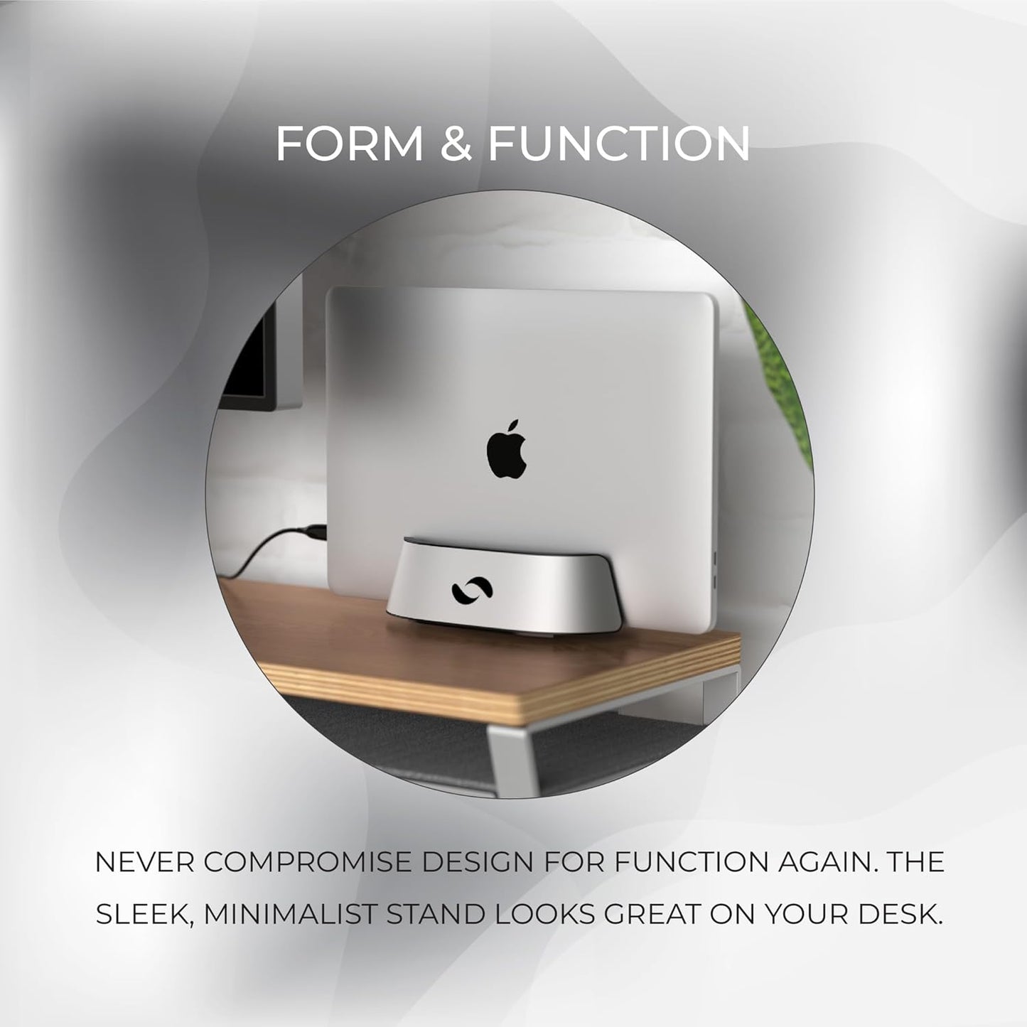 HumanCentric Vertical Laptop Stand in Silver Aluminum, Upright Adjustable Holder and Dock, Laptop Vertical Stand Fits MacBook Pro and Other Laptops .5" to 1.5", Clamshell Compatible