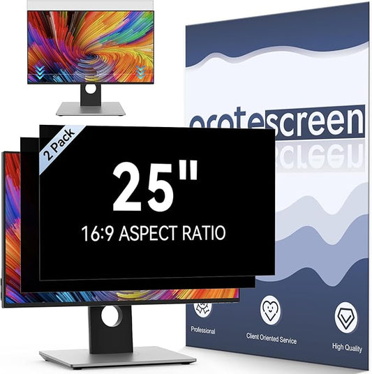 [2-Pack] 25 Inch Computer Privacy Screen Filter for 16:9 Widescreen Monitor, Removable Eye Protection Anti Glare Blue Light Filter Privacy Shield, Anti Scratch Anti Spy Screen Protector Film 25 In