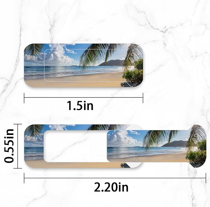 Webcam Cover, 3 Pieces, Laptop Camera Cover, Privacy Shielding Capacity is Twice as Big as The Traditional, Suitable for Computer Mobile Phones, laptops, Tablets and so on (Beach by The sea)