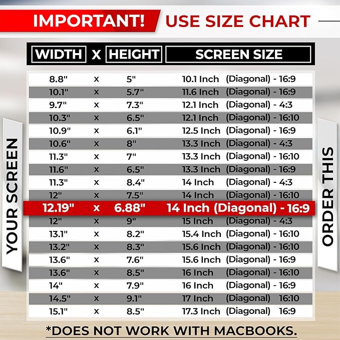 14 Inch 16:9 Laptop Privacy Screen Filter - Privacy Shield and Anti-Glare Protector