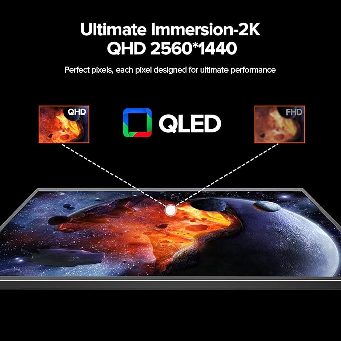 EVICIV 22” Portable Monitor QLED | 2K Portable Laptop Monitor | 180°Adjustable Kickstand & VESA | FreeSync, HDR | 350Nits | 100% DCI-P3 | Type C, HDMI |Large Gaming Second Screen for Laptop, Switch