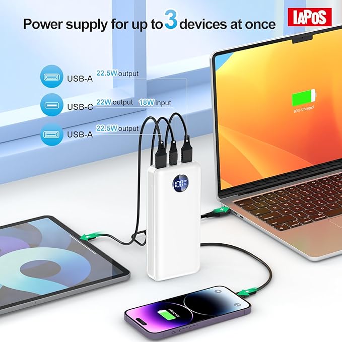 Portable Charger 40000mah Power Bank, USB-C (22.5W) Fast Charging Battery Pack Portable Phone Charger for iPhone 16 Pro/16/15/14/13 Series, Android Samsung Galaxy, Battery Bank for Travel Camping