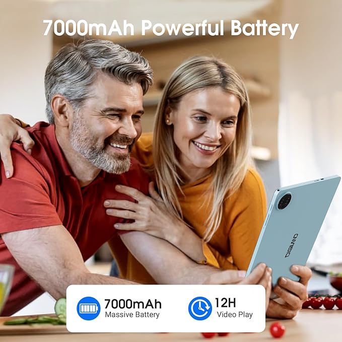 Digliand 11 Inch Android Tablet, 12GB RAM 128GB ROM, 8-Core, 7000mAh 8-Hour HD Tablet, Split Screen & Screen Mirroring, Dual Camera, Android 14 (Gray)