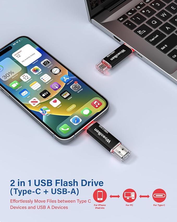 20 Pack 8GB USB C Flash Drive, Wooolken 2-in-1 Type-C Thumb Drive, Dual USB 2.0 Memory Stick Compatible with iPhone 16/15 Smartphone Tablet Computer