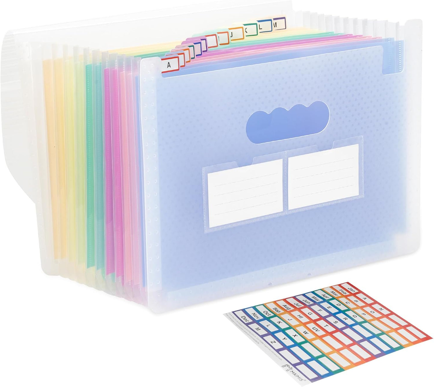 Accordion File Organizer, 12 Pockets Expanding File Folders, Portable Monthly Bill Receipt Documents Organizer with Colorful A-Z Tabs, Letter/A4 Size - Blue