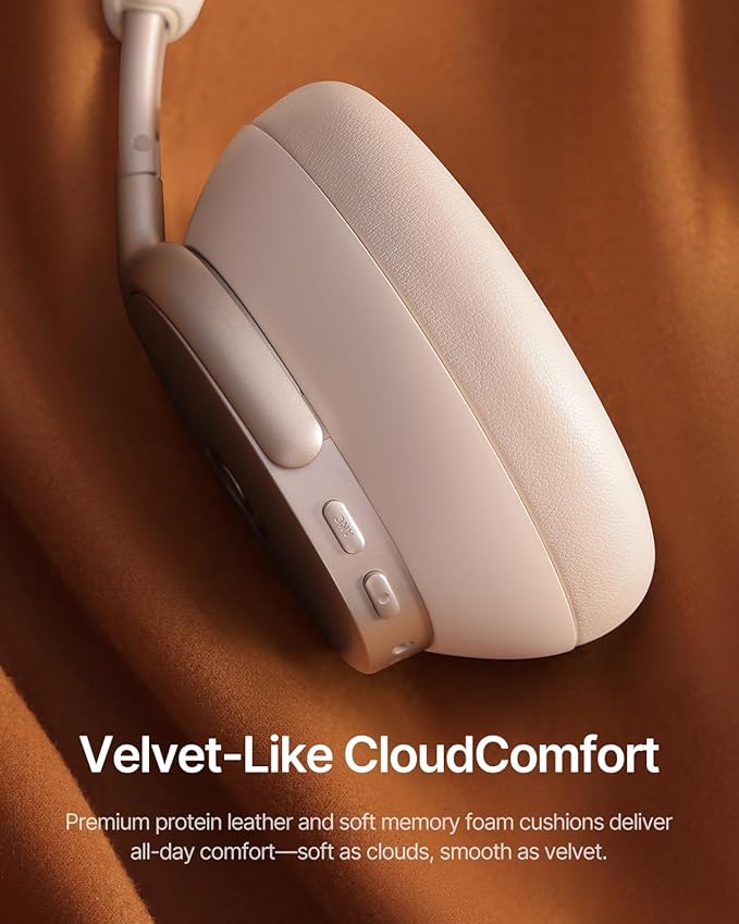 Baseus Inspire XH1 Adaptive Active Noise Cancelling Headphones, Sound by Bose, Dolby Audio, Premium Real-Time Adaptive ANC, Adaptive Rich Sound, Hi-Res Audio, 100H Playtime - Starlight Off-White